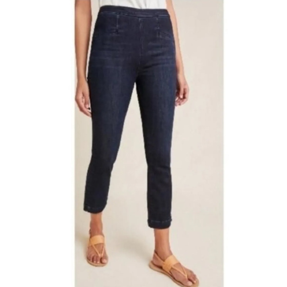 ANTHROPOLOGIE Pilcro High Rise Denim Cropped Legging Jeans - Dark Wash Blue - 31
